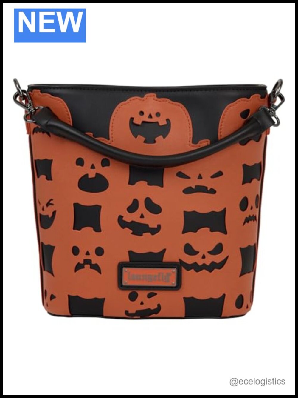 Figural Pumpkin Crossbody Bag Faux Leather Adjustable Strap Applique Linen
